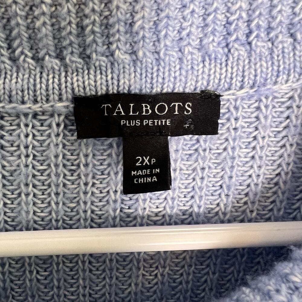 Talbots Womens 1/4 Zip Up Pullover Sweater Plus Sz 2X Blue Cable knit Office - Picture 7 of 12
